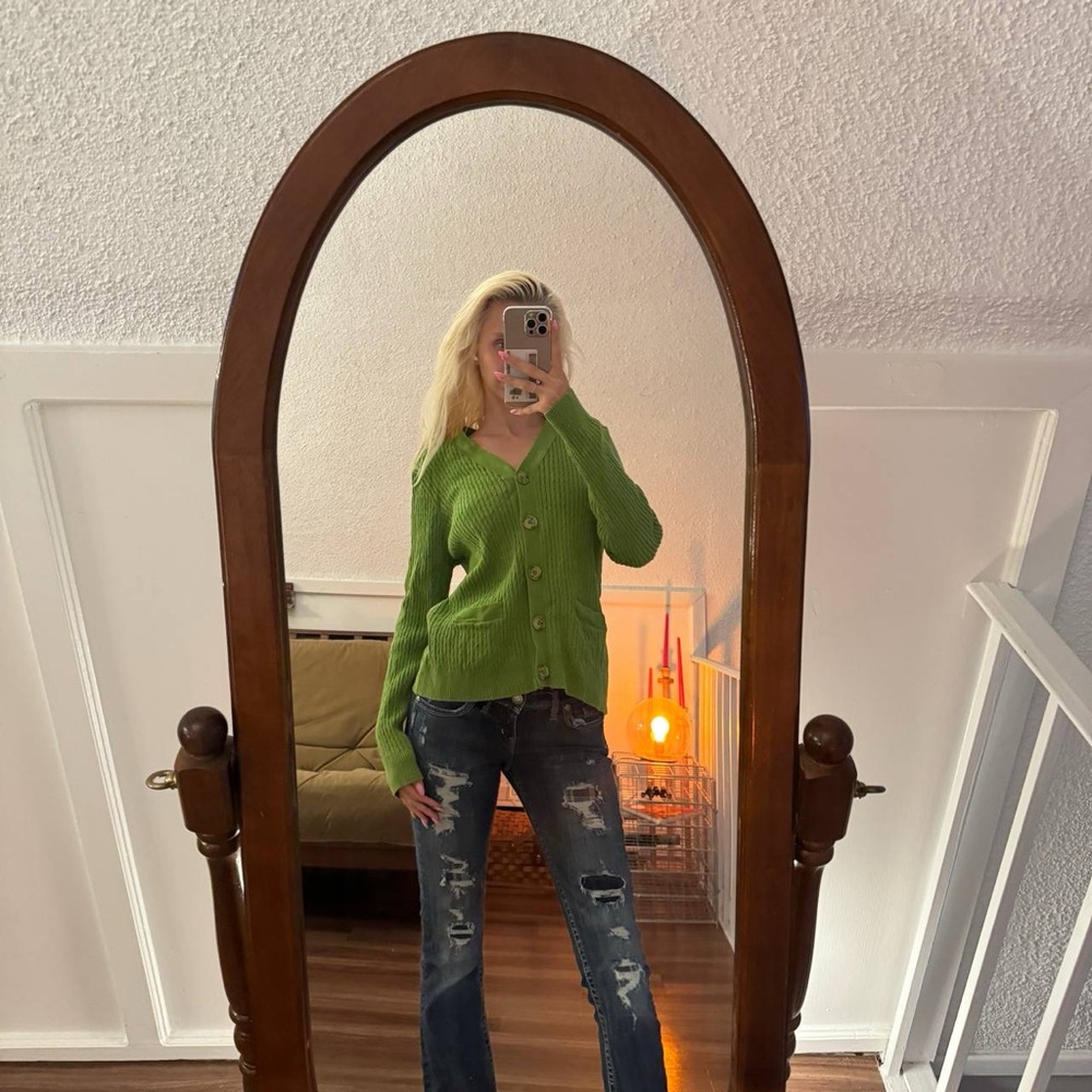 Green Women's Cardigan Sweater